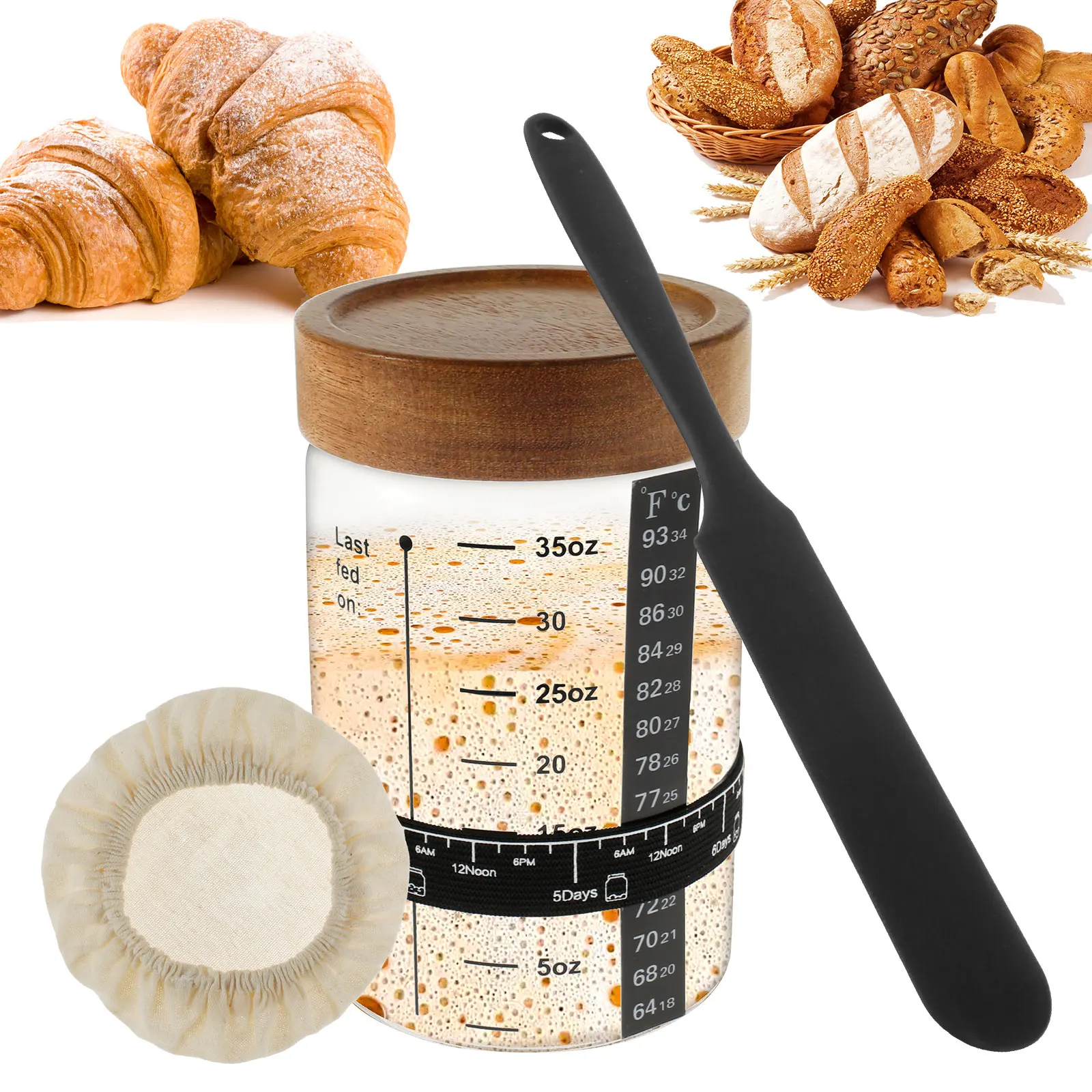 Kitchen Baking Soda - Kit Wadah Fermentasi Adonan Sourdough 1000ml,