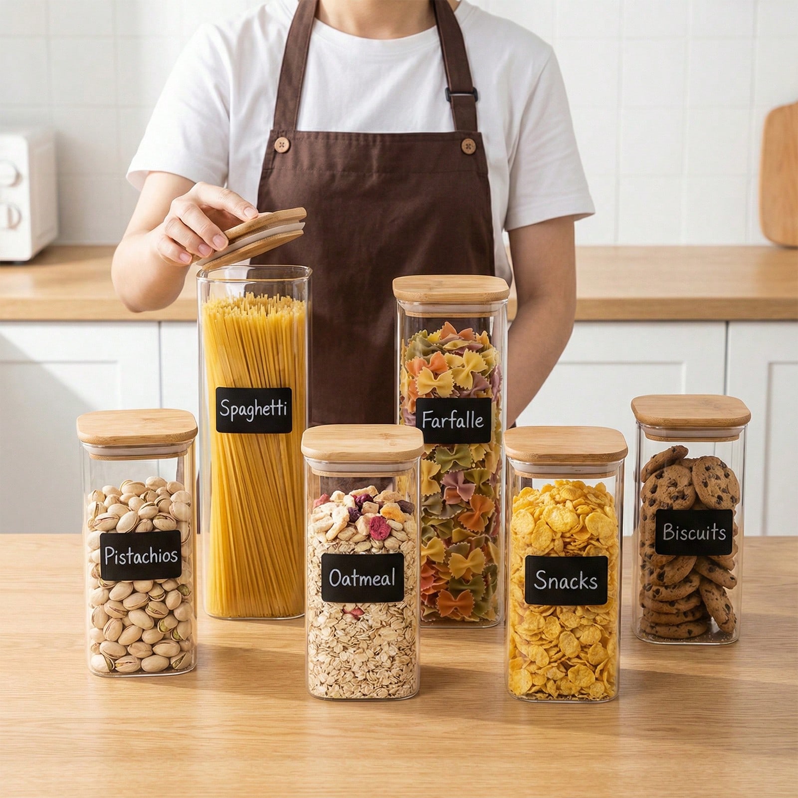 Kitchen Baking Containers - 6/12 buah wadah penyimpanan makanan kaca