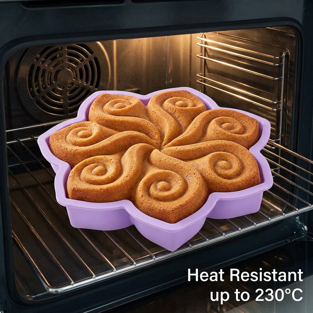 Kitchen Baking Ware - Cetakan Kue Silikon Bunga Besar Spiral