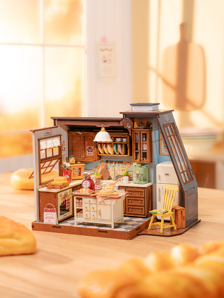 Homely Baking Kitchen Rolife - Robotime Rolife Dapur Kue Rumah Boneka