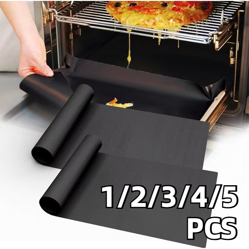 Kitchen Baking Mat - 1/2/3/4/5 Buah Alas Panggangan BBQ Hitam