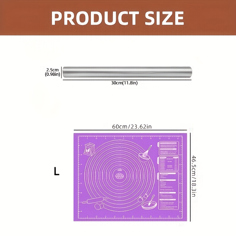 2Pcs Set Alas Adonan Silikon & - Kitchen Roll Baking ulasan dan harga