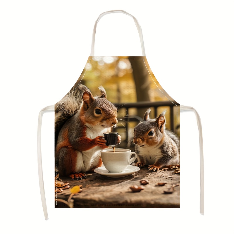 Celemek Linen Motif Tupai dan  - Kitchen Baking Ideas ulasan dan harga